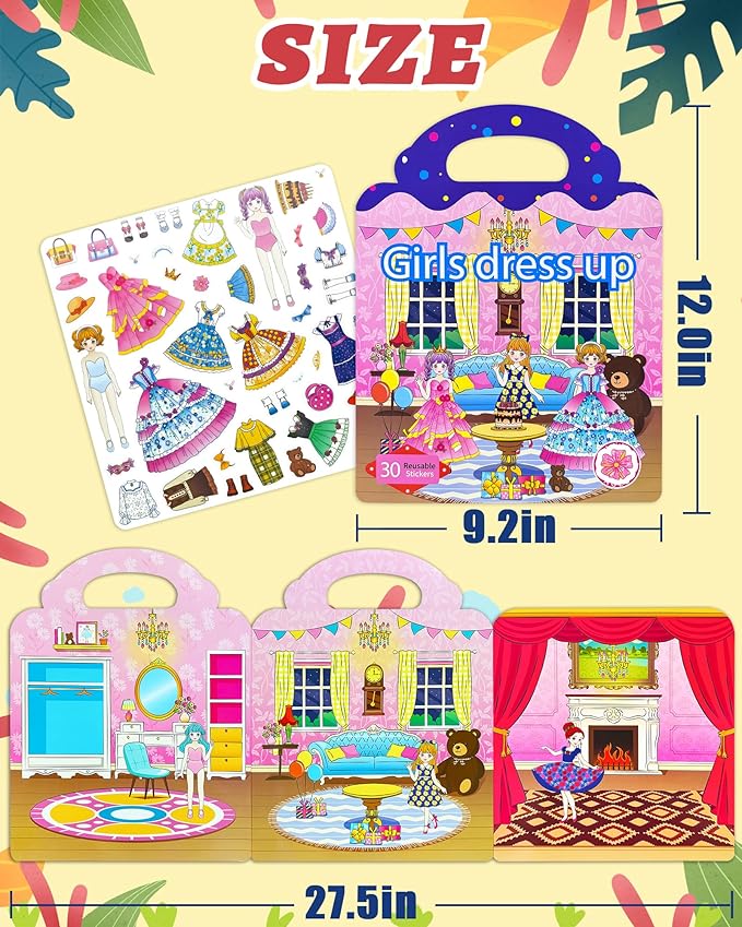 Benresive Reusable Sticker Book for Toddlers, Travel Stickers for Kids, Toddler Crafts Activities Toys, Birthday Gifts for Boys & Girls - Dress Up