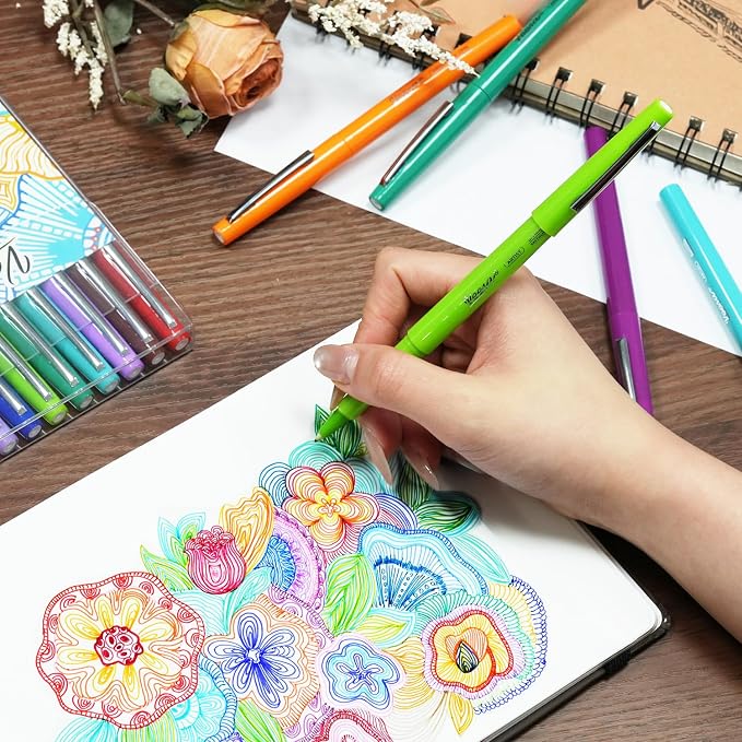 VEESA Felt Tip Pens 30 Colors, Medium Point (0.7mm), Smooth Writing