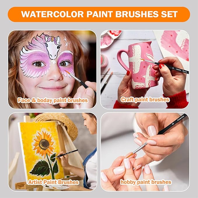 15 Pcs Miniature Brush Dry Brushes, Detail Paint Brushes for Acrylic Oil Watercolor Supplies, Miniature Models & Craft Painting with Triangular Handles