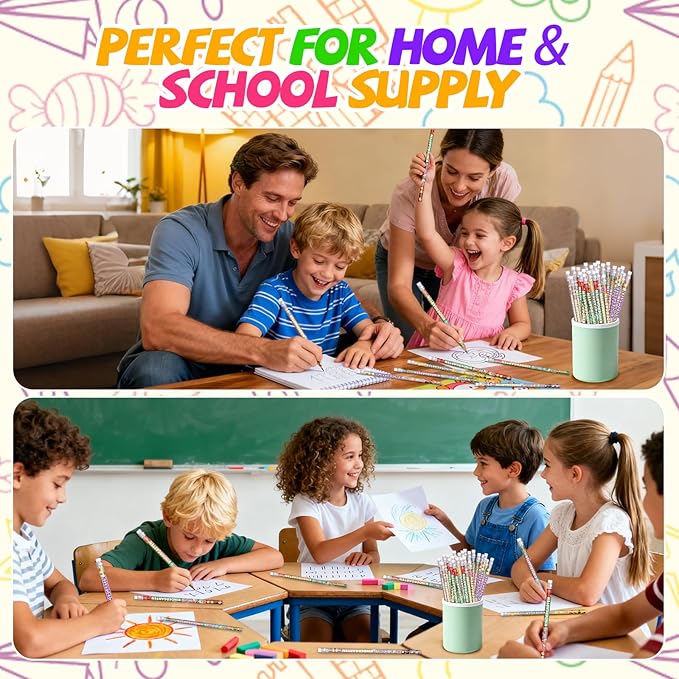 Kindergarten Pencils Colorful Birthday Pencils Fun Inspirational Pencil Back to School Pencil (60)