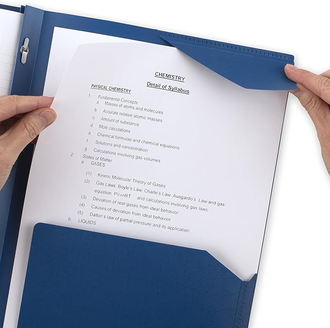 Five Star 2-Pocket Folder, Plastic Folder with Stay-Put Tabs and Prong Fasteners, Holds 8-1/2" x 11" Paper, Pacific Blue (72115)