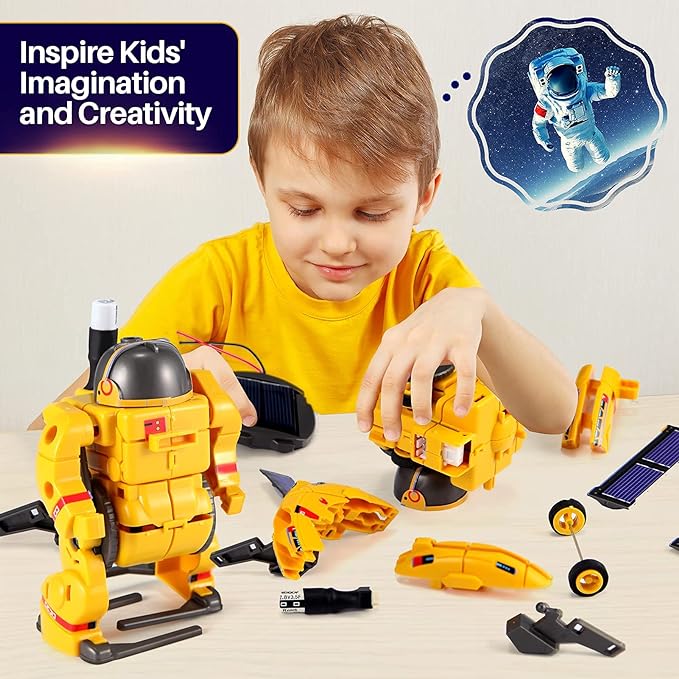 COBFDHA STEM Projects for Kids Age 8-12, Science Kits Boys, Solar Robot Space Toys Gifts 8-14 Year Old Teen Boys Girls, 120Pcs Building Experiments Robots Teenage Ages 9 10 11 12 , Yellow