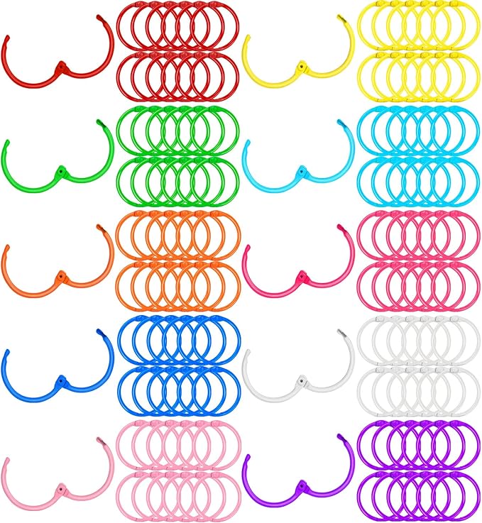 240 Pcs Loose Leaf Binder Rings, Colorful Metal Book Rings, 10 Colors Heavy Duty Notebook Ring, Keychain Key Ring
