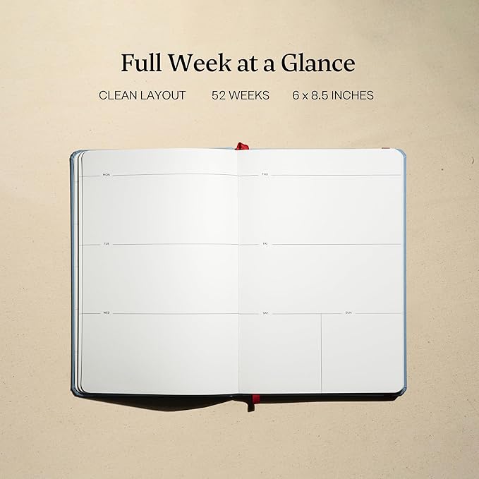 Kunitsa Co. Undated Planner - Hardcover, with Habit Tracker & Goal Setting - Weekly, Full Year (Oat)