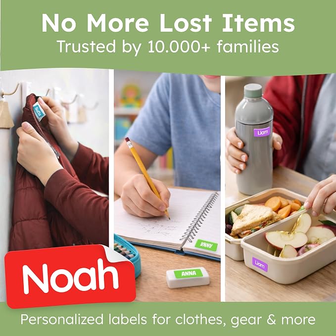 Personalized Universal Name Labels for Kids & Adults - Multicolor [70pcs] - Waterproof Name Stickers for School, Daycare & Clothes - Item & Supplies Name Stickers - Custom Stick On Labels