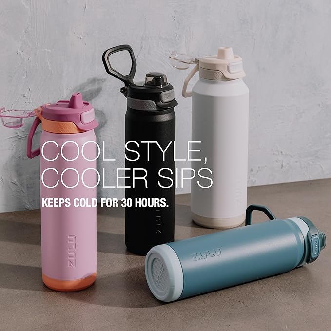 ZULU Powerfill Pro 40oz Stainless Steel Water Bottle with Quick Fill Lid, Triple Walled Vacuum Insulated Metal, Leak Proof Locking Lid, Sip and Chug, Reusable BPA Free, Black