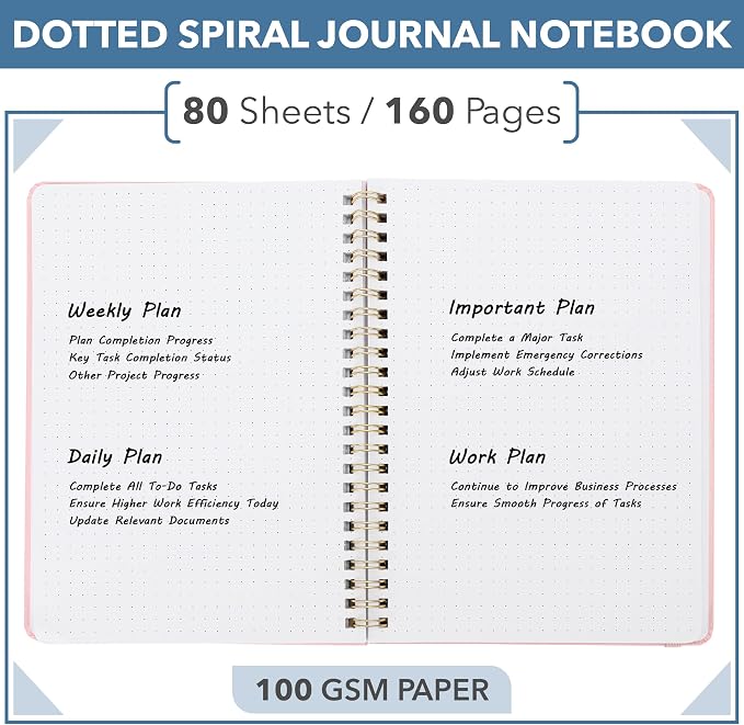 Mr. Pen- Dotted Spiral Journal Notebook Set, A5 (5.7"x7.9"), 160 Pages