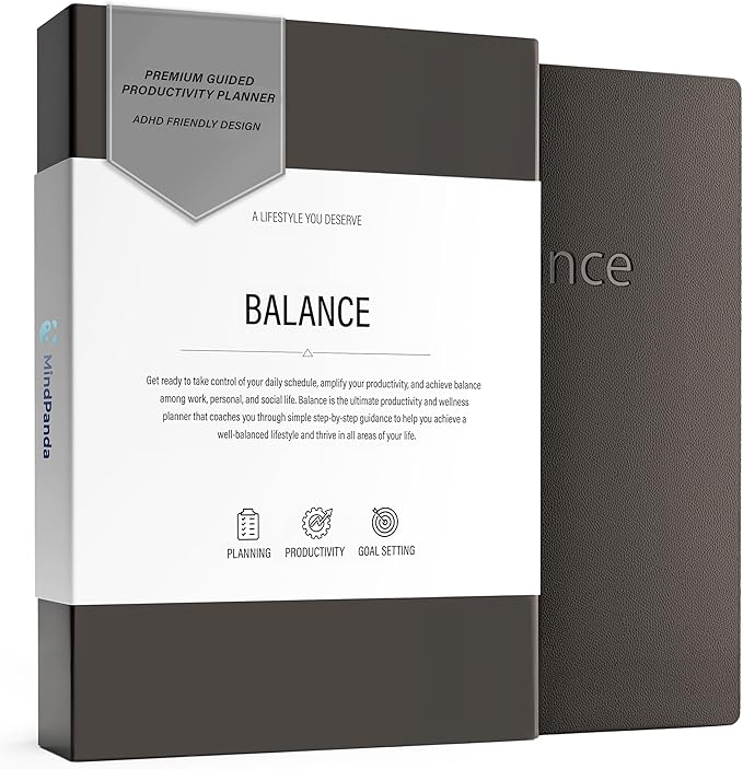 90 Day Undated Productivity Planner (A5) – Guided Goal Setting System with Daily, Weekly & Monthly Layouts, Structured Focus Framework for Work, Study & Personal Growth – MindPanda Balance
