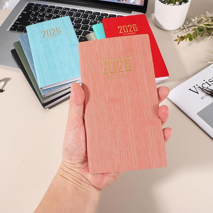 PATIKIL 2026 Daily Planner Notebook, 6.8 x 3.8" 64 Sheets Undated to Do List Daily Weekly Monthly Goals Pocket Notebook for Office Home Study Work Weeding Time Management, Red