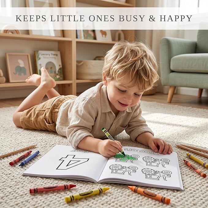 ZICOTO Fun Coloring Book for Kids - Set of 3 Cute Toddler Coloring Books with Big Simple Designs - Educational Activity Book with Themes for Alphabet, Numbers, Colors and Shapes for Boys and Girls