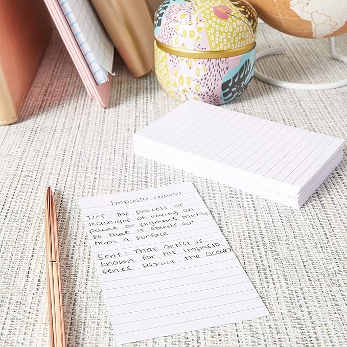 Okuna Outpost 300 Pack Vertically Ruled Index Cards - Lined Paper Vertical NoteCards - Portrait Style (3 x 5 In)