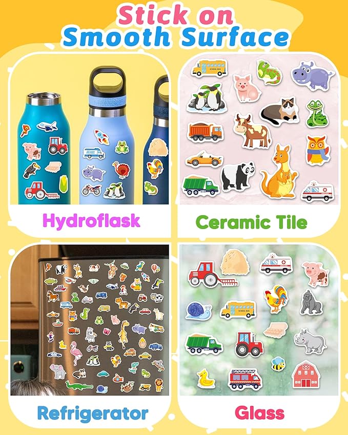 Benresive Reusable Sticker Book for Toddlers & Stickers for Kids, Toddler Travel Toys, Craft Activities, Boys & Girls Birthday Gifts