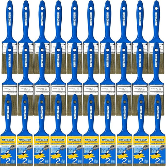 King Origin Versatile Paint Brush Set, 30 Pack, 2 Inch Paint Brushes, Small Paint Brushes for Walls, Furniture, Crafts - Detailed Painting & Larger Surface Coverage