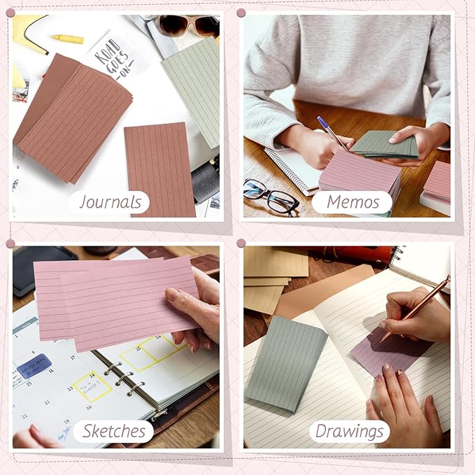 Ctosree 1440 Pcs Colored Index Cards 3 x 5 Inch Flash Cards for Studying Lined Study Note Sheets with Printed Ruled on Both Sides for Studying Memory Learning School, 12 Colors(Morandi Color)