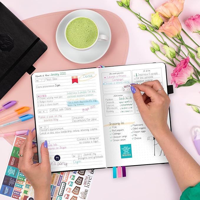 GoGirl Planner and Organizer for Women – A5 Size Weekly Planner, Goals Journal & Agenda to Improve Time Management, Productivity & Live Happier. Undated – Start Anytime, Lasts 1 Year – Black