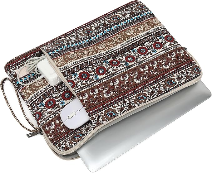 Laptop Sleeve 13.3 inch14 Inch, 15.6inchWater Resistant Traveling Computer Cover with Handle, Shockproof Protective Carrying Laptop Case (Y8-Khaki Bohemia, 12.5 inch-13.5 inch)