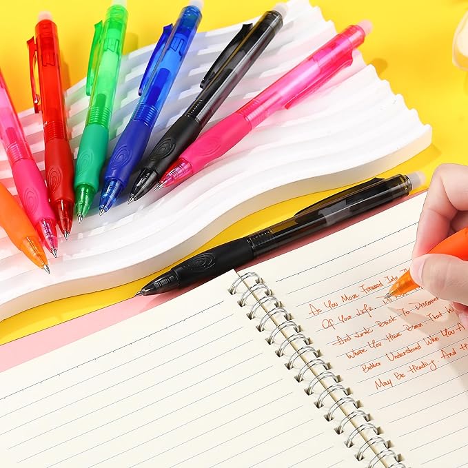 USUAL Retractable Erasable Gel Pens, 0.5mm Fine Point, 6 Assorted 12 Pack Colors Pens, Make Mistakes Disappear Smooth Writing for Office & Back-to-School Supplies