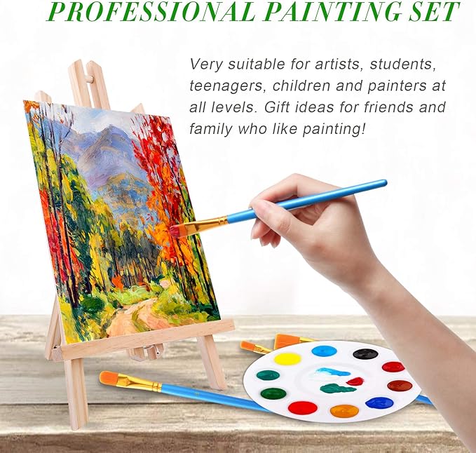 ESRICH Acrylic Paint Set,Painting Supplies with 2 PCS of 12 Colors Acrylic Paint,1 Easel 3 Canvas 30 Paintbrushes and 3 Palettes, Paint Kit for Kids, Students, Artists and Beginner
