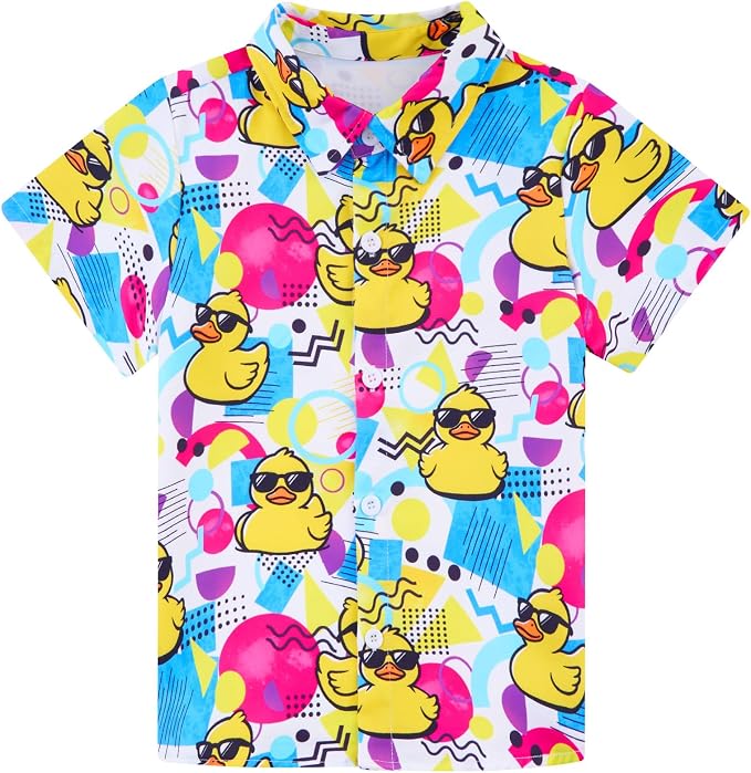 Enlifety 2-10T Kids Hawaiian Shirt Boys Short Sleeve Button Down Shirts Hawaii Summer Casual Blouse