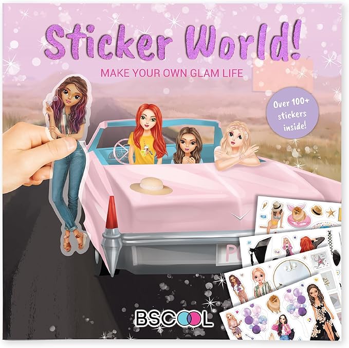 Sticker Activity Book for Toddlers, Scenic Stickers Airplane Travel Essential, Sticker Books for Girls Ages 4 and Up. with 100+ Stickers. Decorate Your Own 12 Glam Scene. Basket Filler