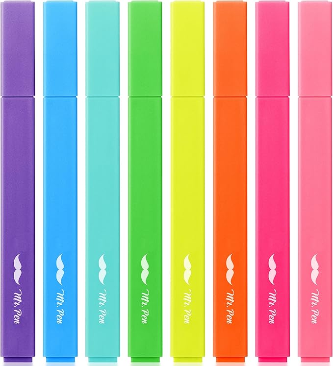 Mr. Pen- Aesthetic Highlighters No Bleed, 8 Pack, Vibrant Colors, Chisel Tip, Cute Highlighters Assorted Colors for Journaling, Highlighting, Underlining, Fast Dry, Back to School Supplies