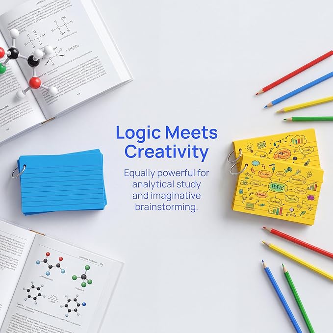 Colored Index Cards 3x5 Inch with Ring - 288 Count Neon Colored Ruled Index Flash Cards for Studying, Lined Index Note Cards 3x5 Flashcards, Notecards 3 x 5 Lined Small Index Cards Ruled 6 Pack of 48