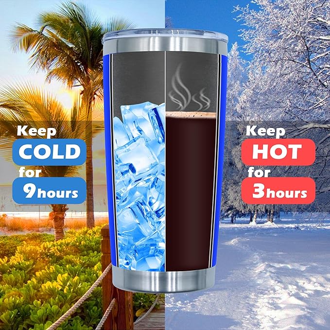 AIANJI 20oz Tumbler Bulk Stainless Steel Tumblers with Lid Vacuum Insulated Double Wall Travel Coffee Mug Powder Coated Tumbler Cup for Hot and Cold Drinks(Dark Blue, 1 pack)