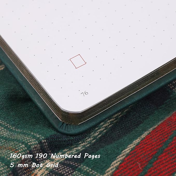 TIEFOSSI Dot Notebooks, A5 Hardcover Dot Journals for Writing Women, 160gsm Thick Paper, 190 Numbered Pages, for Planner Organization