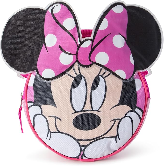 Fast Forward Minnie Mouse Kids Backpack and Lunch Box Set - 14" Girls Backpack with Lunch Box for Preschool and Kindergarten, Minnie Pink