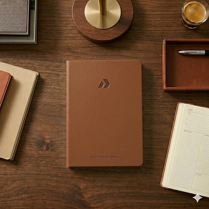 Nextnoid Hardcover Lined Journal Notebook - 120 GSM Thick Paper, A5 Notebook Journal for Men 160 Pages - Perfect for Journaling Notebooks for Work and Note-Taking (Brown,Ruled)