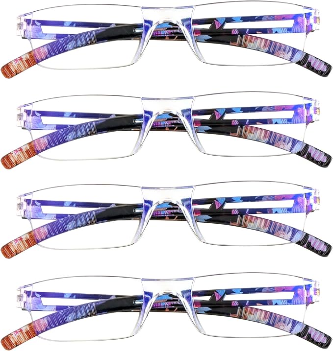 LifeArt 2/4 Pairs Reading Glasses, Blue Light Blocking Glasses, Computer Glasses for Men and Women, Rectangle Eyewear Frame