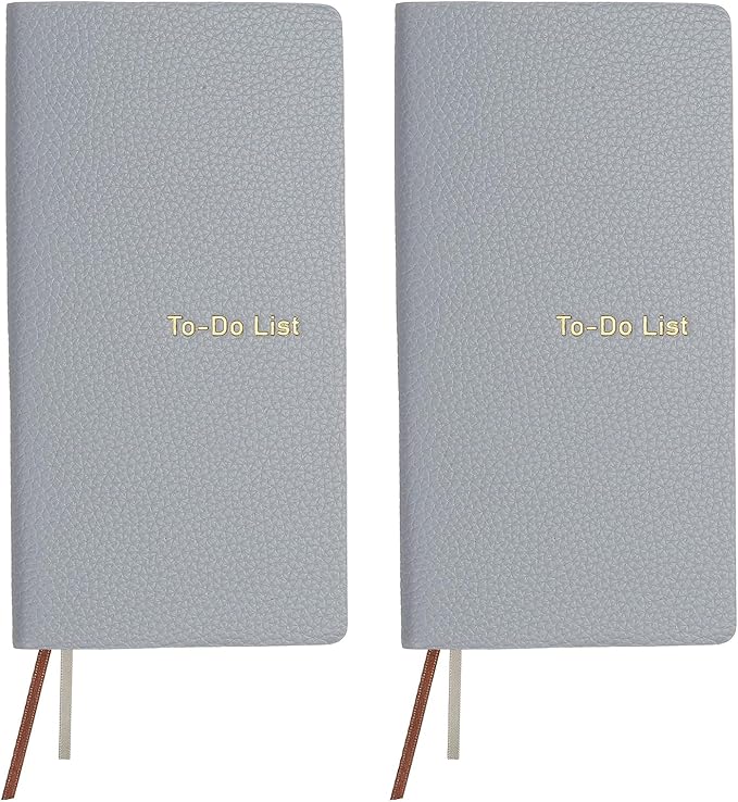 PATIKIL 2 Pcs Leather to Do List Notepads, 160 Pages 6.5 x 3.2" Leather Daily Planners to Do List Notebook for Business Personal Daily Plans Schedule Planner Office Supplies, Purple