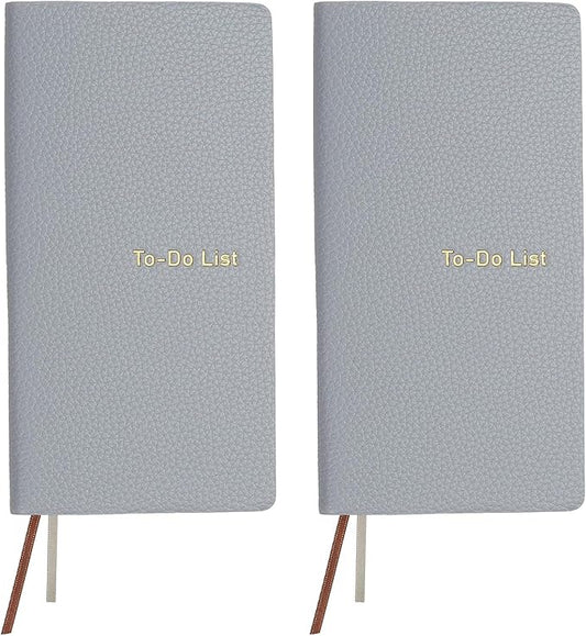 PATIKIL 2 Pcs Leather to Do List Notepads, 160 Pages 6.5 x 3.2" Leather Daily Planners to Do List Notebook for Business Personal Daily Plans Schedule Planner Office Supplies, Purple