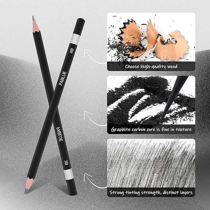Professional Triangular Drawing Sketching Pencil Set,6H,4H,2H,H,HB,F,B,2B,3B,4B,6B,8B,10B,12B Graphite Shading Pencils Gift for Beginners,ProArtists,Drawing,Drafting,Sketching,Shading(14 Pcs)