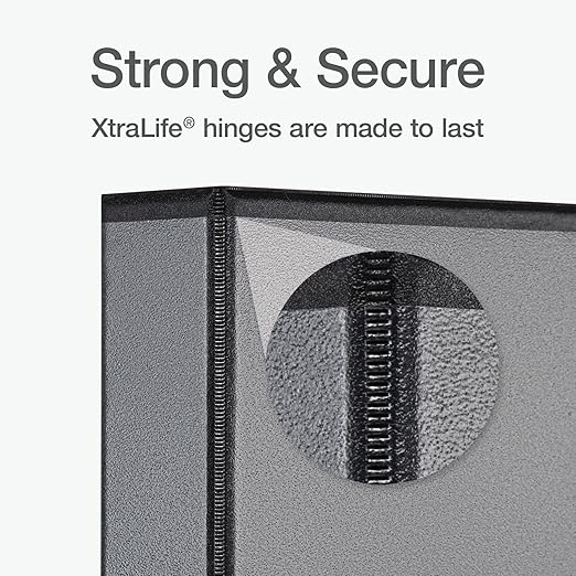 Oxford Ring Binders, 1.5" Round Ring Binders, View Binder, Covers on 3 Sides, XtraLife Hinge, Non-Stick, PVC-Free, Black, 350 Sheet Capacity (1002548)