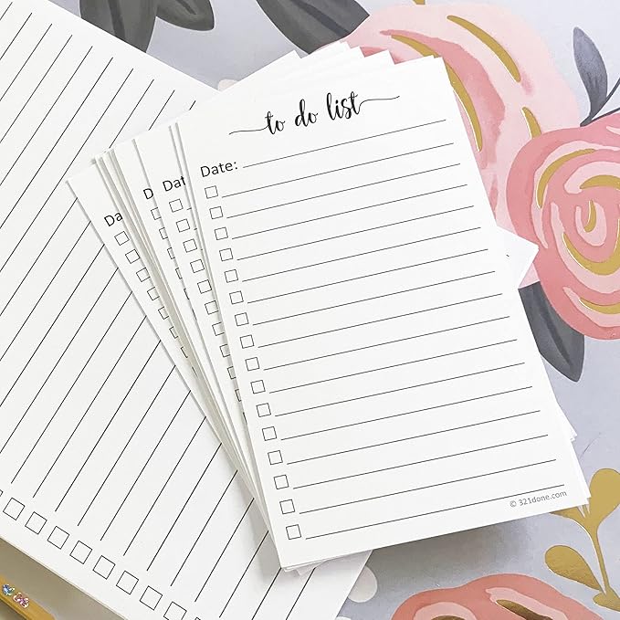 321Done To-Do List Cards, 3x5 Index Cards with Checkboxes, Double-Sided Checklist Note Card, Pack of 100, Daily Task List, Narrow-Ruled, Made in USA