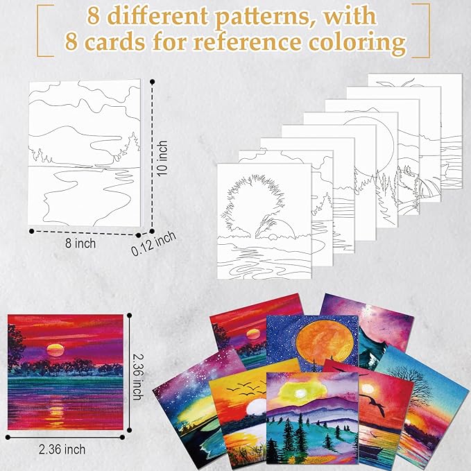 Cholemy 36 Pcs Paint and Sip Kit for Adults 8''x10'' Pre Drawn Canvas for Painting DIY Afro Acrylic Painting Kit Wood Easel Brushes Date Night Bulk for Father's Day Party Gifts(Mountain)