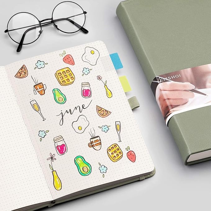 EMSHOI Dotted Journal Notebook, 256 Pages, A5 Size (5.7'' x 8.3'')