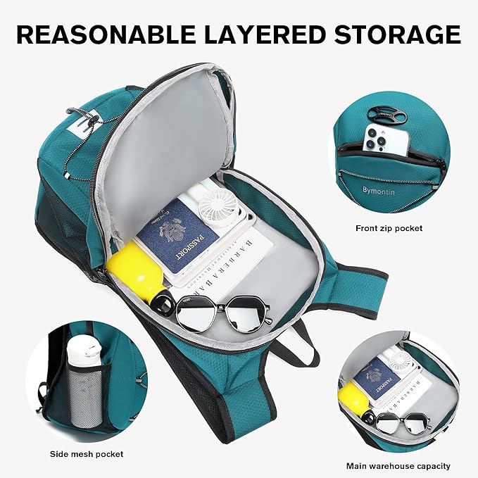 Ultra-Light Soft Daypack 15L/20L, Cushioned Breathable Back Panel Backpack, Lightweight Packable Travel Backpack (Green, 15L)