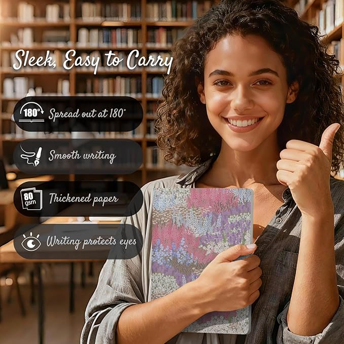 Stitched Composition Notebooks 2-Pack with Unique Art Designed Cover, A5 Lined Diary (8.2"L*5.5"W), Lay Flat Design, Thicked Paper Writes Smoothly for School and Office (Garden)