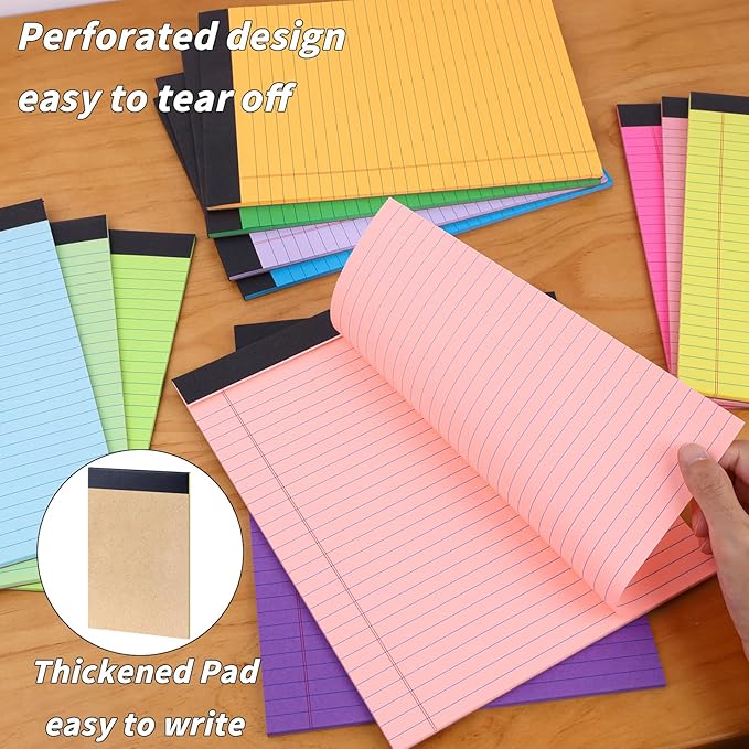 Oleitodh 36 Pack 8.5 x 11 Legal Pads Colored Note Pads Wide Ruled Lined Paper 8 1/2 x 11 with Micro-Perforated Writing Notebook 30 Sheets per Pad, Notepad for School, Office & Home Supplies
