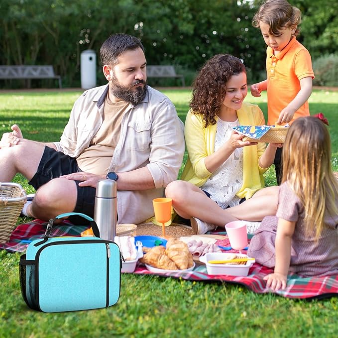 esouler Lunch Box Kids Insulated Lunch Bag for Boys & Girls Durable Children Lunchbox for School with Water Bottle Holder-Light Blue