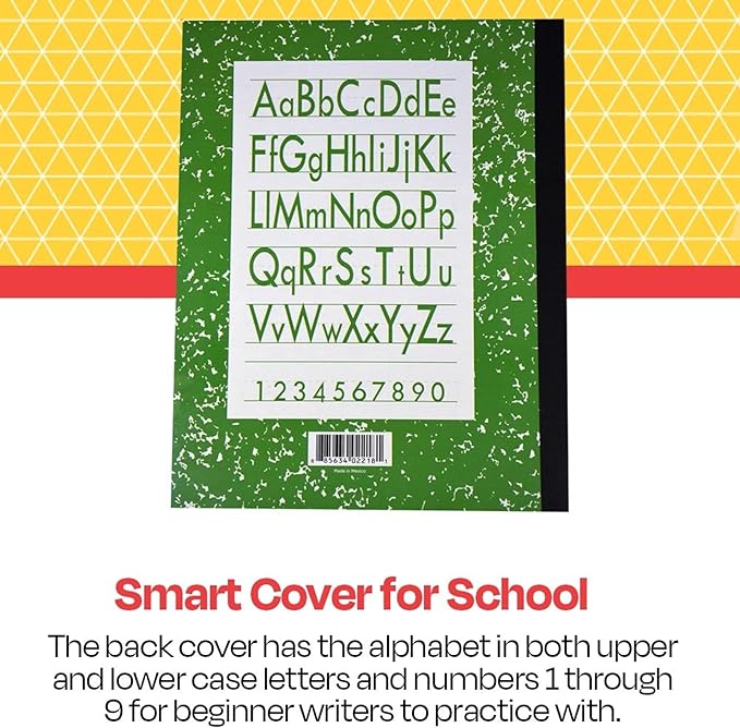 School Smart Skip-A-Line Ruled Composition Book, Grade 1, Green, 48 Pages