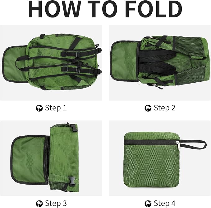 Small Hiking Backpack Travel Lightweight Hiking Packable Daypack Water-Resistant Foldable Backpacks 15L for Travel Women Men Camping (Deep Green)