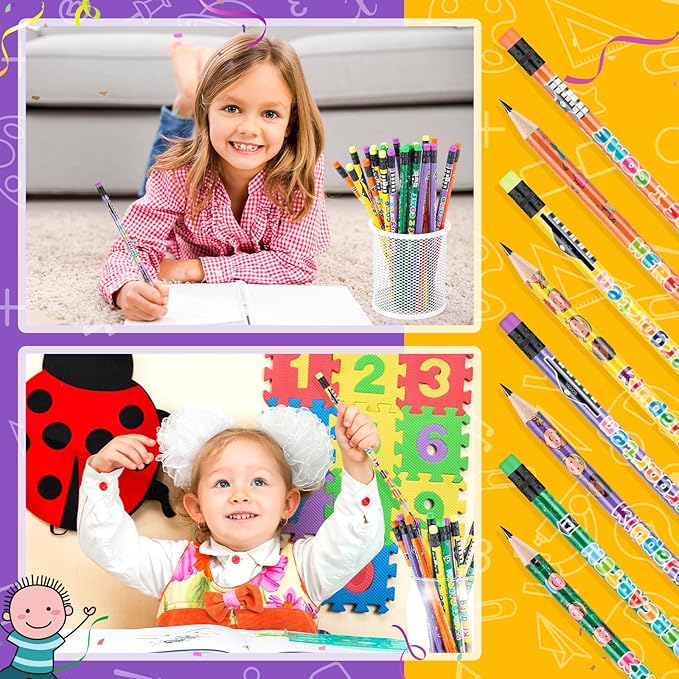 Spakon 48 Pcs Kindergarten Pencils for Kids Girls Cute Kindergarten Pencils Kindergarten Here I Come School Supplies for Classroom Reward Party Favor with Erasers