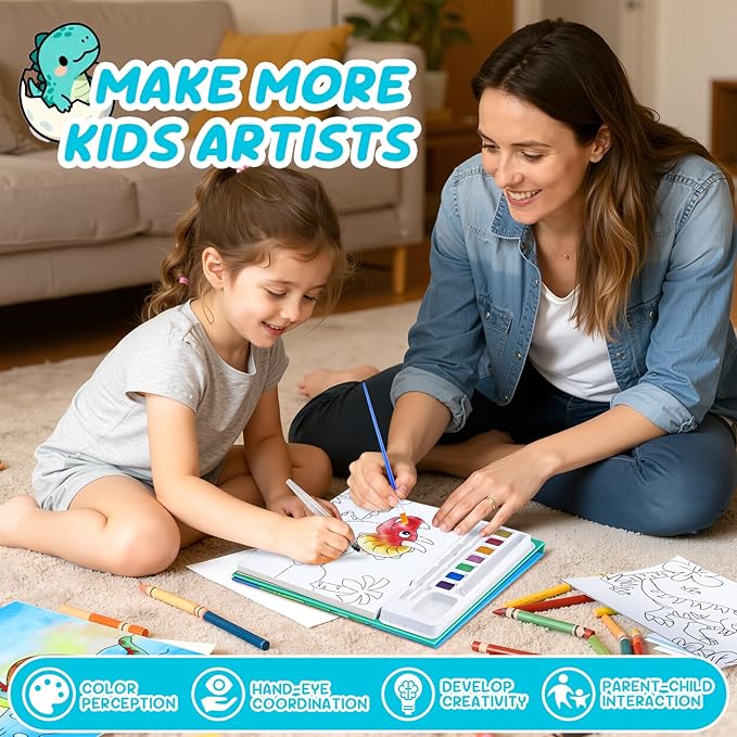 Paint with Water Coloring Books for Kids, Mess Free Watercolor Painting Kit Painting Activity for Kids Ages 3-5 4-8, Arts Crafts Drawing Gift Toy for Boy Girl