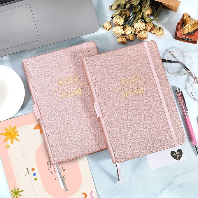 2026-2027 Planner - Academic Planner 2026-2027, 26-27 Planner Weekly and Monthly, 5.75" x 8.25", Jul. 2026 - Jun. 2027, Saffiano Leather with Thick Paper, Hardcover, Pen Holder, Back Pocket with Notes Pages - Rose Gold