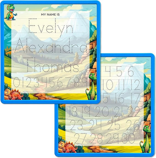 Kid's Name Tracing Board | Dry Erase Letter Tracing | Reusable Writing Practice Board | Personalized | Dinosaur Friends Theme