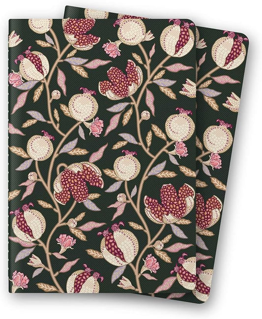 Stitched Composition Notebooks 2-Pack with Unique Art Designed Cover, A5 Lined Diary (8.2"L*5.5"W), Lay Flat Design, Thicked Paper Writes Smoothly for School and Office (Pomegranate)