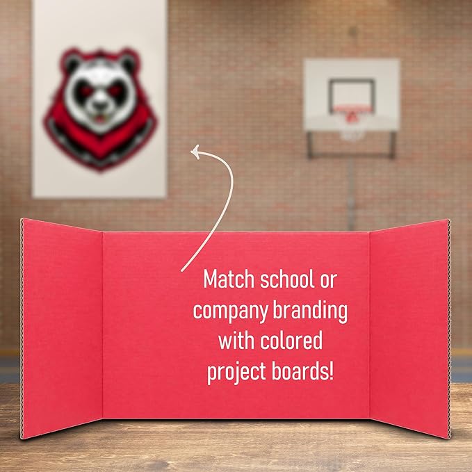 Flipside Products 18" x 48" Red Project Boards, Pack of 24, Trifold, Presentation Board, DIY Projects, Small Display, Science Fair, Classroom, Clubs, 4H, Graduation